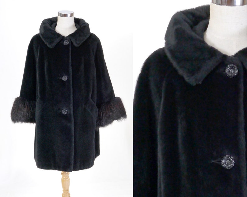 Vintage Women's Black Faux Fur Coat IRVING POSLUNS Black Faux Fur W/fur ...