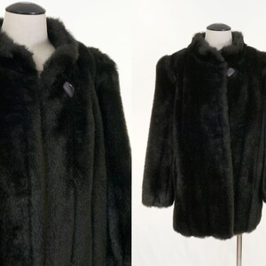 Vintage Jordache Faux Fur Coat - Fully Lined - 1980&#39;s Fun Faux Fur Coat - Retro Style Faux Fur Coat - Pockets/Large Button/Hook Eye Closure