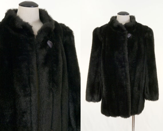 Womens Vintage Faux Fur Mildred Pierce Swing Coat Mint Condition L