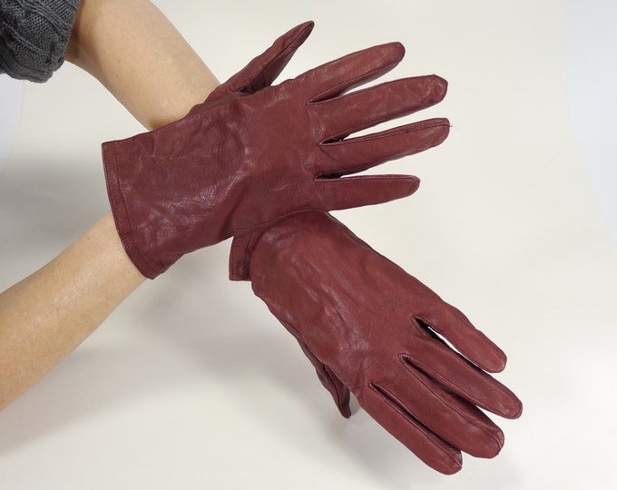 Vintage Ladies Oxblood Leather Gloves / Short Driving Gloves Etsy