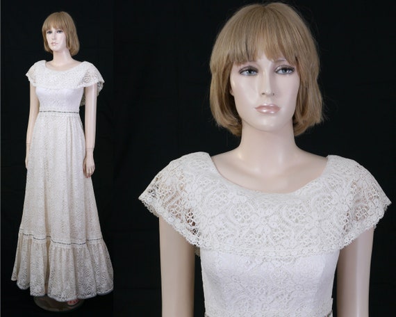 Vintage 1970s Lace Wedding Dress - House of Bianc… - image 1