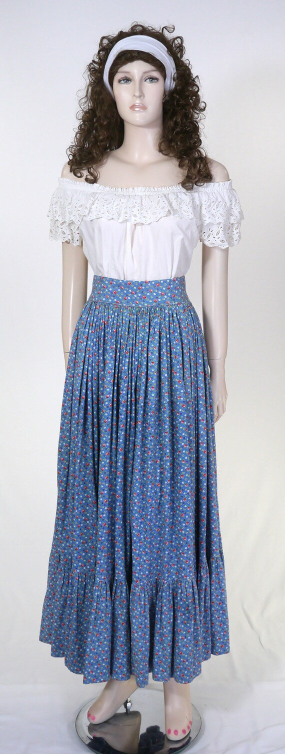 Vintage Long Blue Skirt and Blouse - Full Skirt &… - image 5