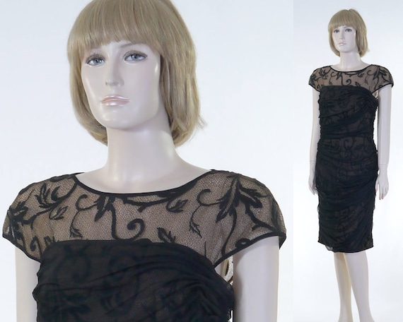 Vintage 1990s Women's Tadashi Short Black Dress -… - image 1