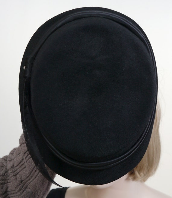 Vintage Black Doeskin Wool Felt Hat - Doeskin Pil… - image 6