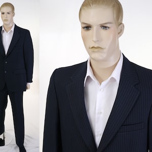 Vintage Johnny Carson 2 Piece Pin Stripe Suit - Sport Coat & Slacks - 40" Chest/34" Waist - Dark Navy Pin Stripe Suit - 1970's Men's Suit