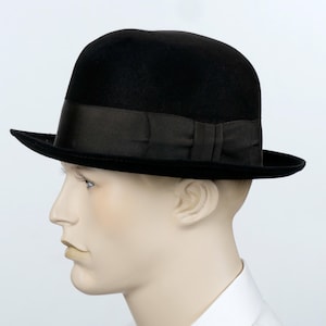 Vintage Wormser Bowler Hat - Black Beaver Blend - Size 23&quot;/Large - Royal Luxury Hat - Derby Hat - High Quality Hat - Unisex Hat - Hats