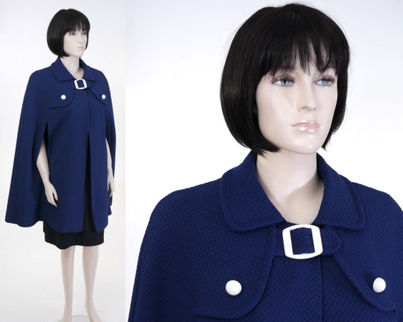 Vintage Women's Textured Navy Blue Cape - Sears, R