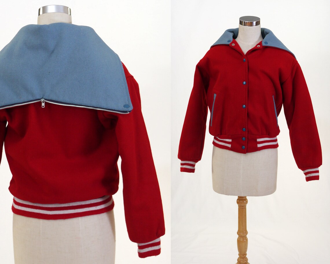 Vintage Hooded Varsity Cheerleader Jacket Wool Cheerleader Etsy