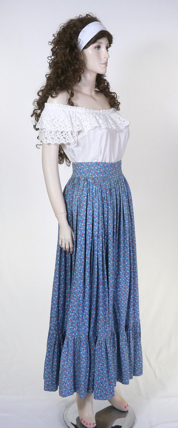 Vintage Long Blue Skirt and Blouse - Full Skirt &… - image 6