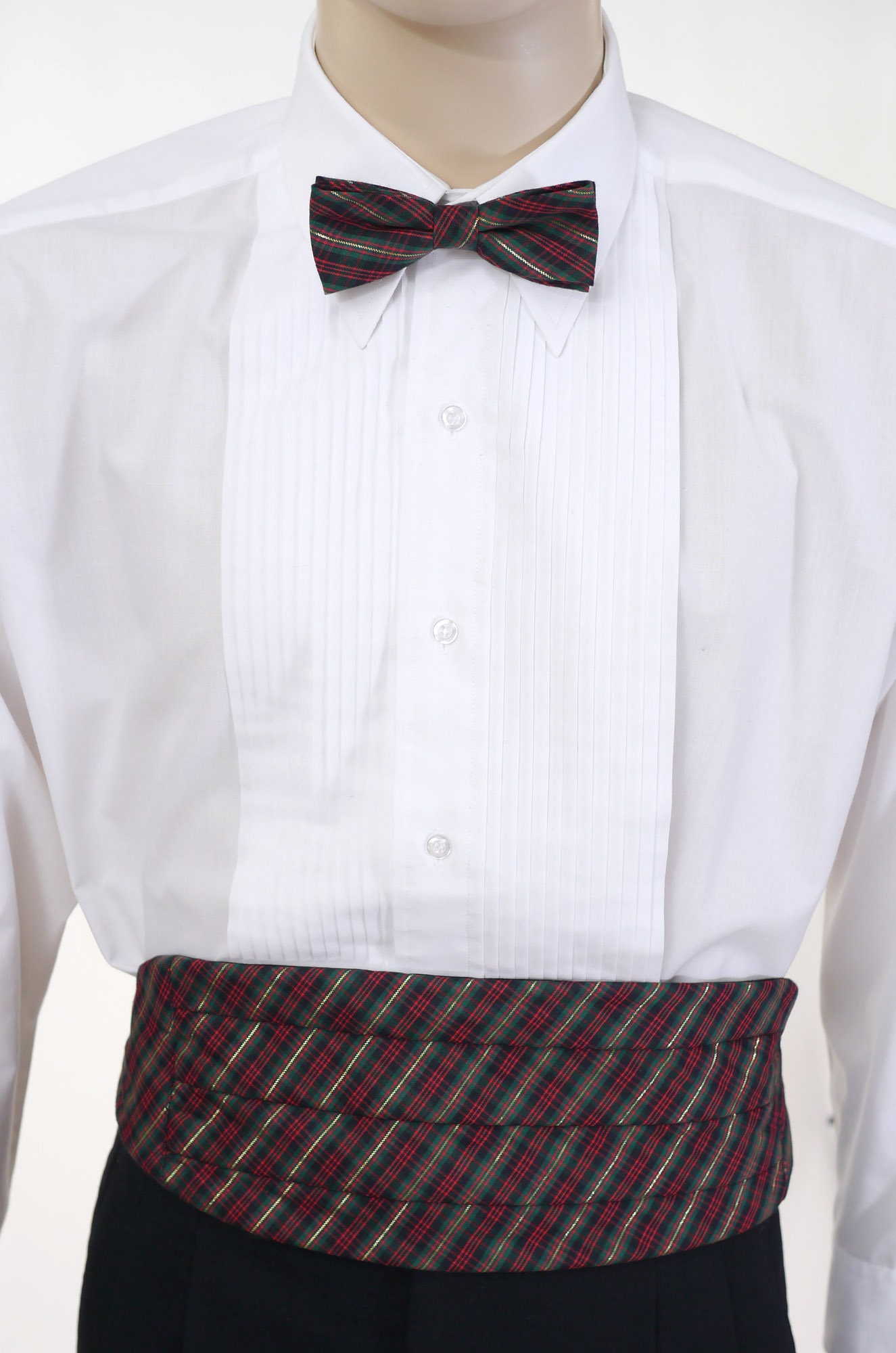 Vintage Plaid Cummerbund Set Adjustable Belt, Bow Tie, Pocket Square B.P.L.C. Formal Cumberbund