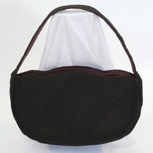 Bolso CORDE vintage de 1940 - Monedero Corde marrón - Bolso de brazo Corde - Bolso Art Déco - 3 compartimentos - Bolsillo con cremallera - Bolsillo espejo