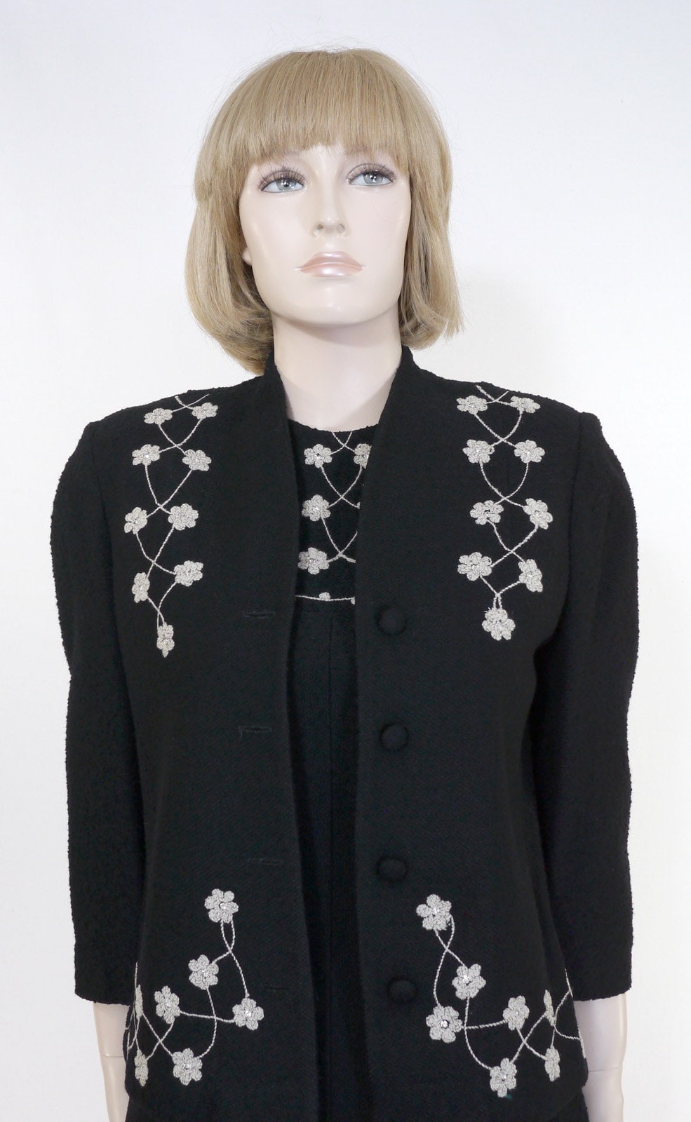 Vintage 1940s Women's Black Knit Two-piece Suit Jedwins Dress & Jacket ...