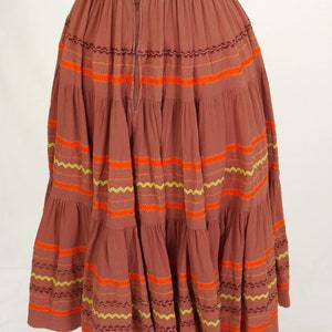 Vintage 1980s Southwest Style Circle Skirt Brown, Orange, Yellow Circle Skirt Unlined Western Skirt Waist 24 Patio Skirt image 6
