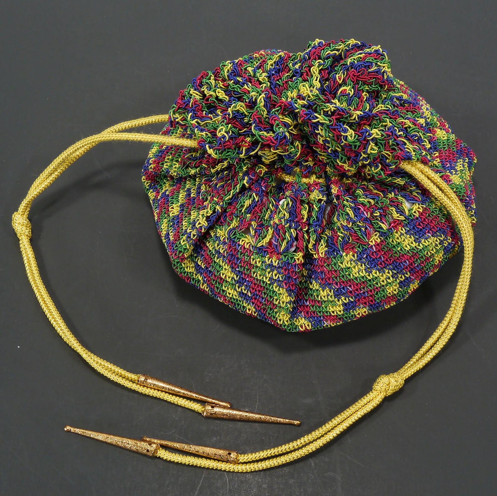 Vintage Crochet Drawstring Bag Crocheted Pouch Drawstring Etsy