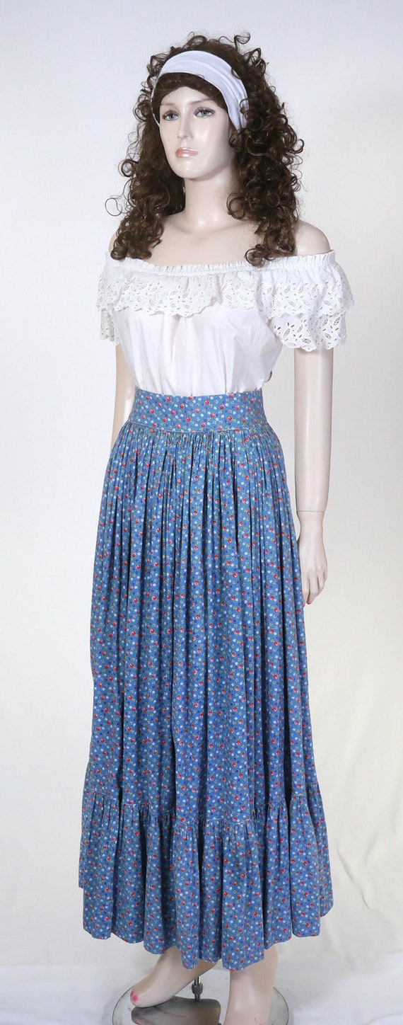 Vintage Long Blue Skirt and Blouse - Full Skirt &… - image 7