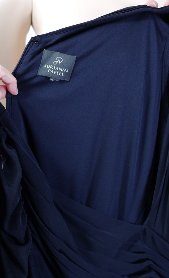 Vintage Navy Blue Long Formal - Midnight Blue Vintage Gown - Formal Wear -  Mystery Party Gown - Ruched Sleeves - Adrianna Papell - Medium - Etsy