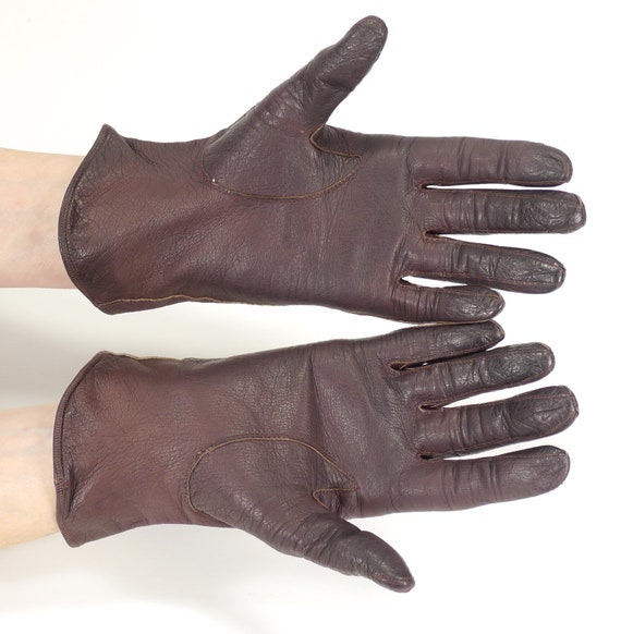 Vintage Ladies Brown Chevreau Leather Gloves / Sh… - image 4