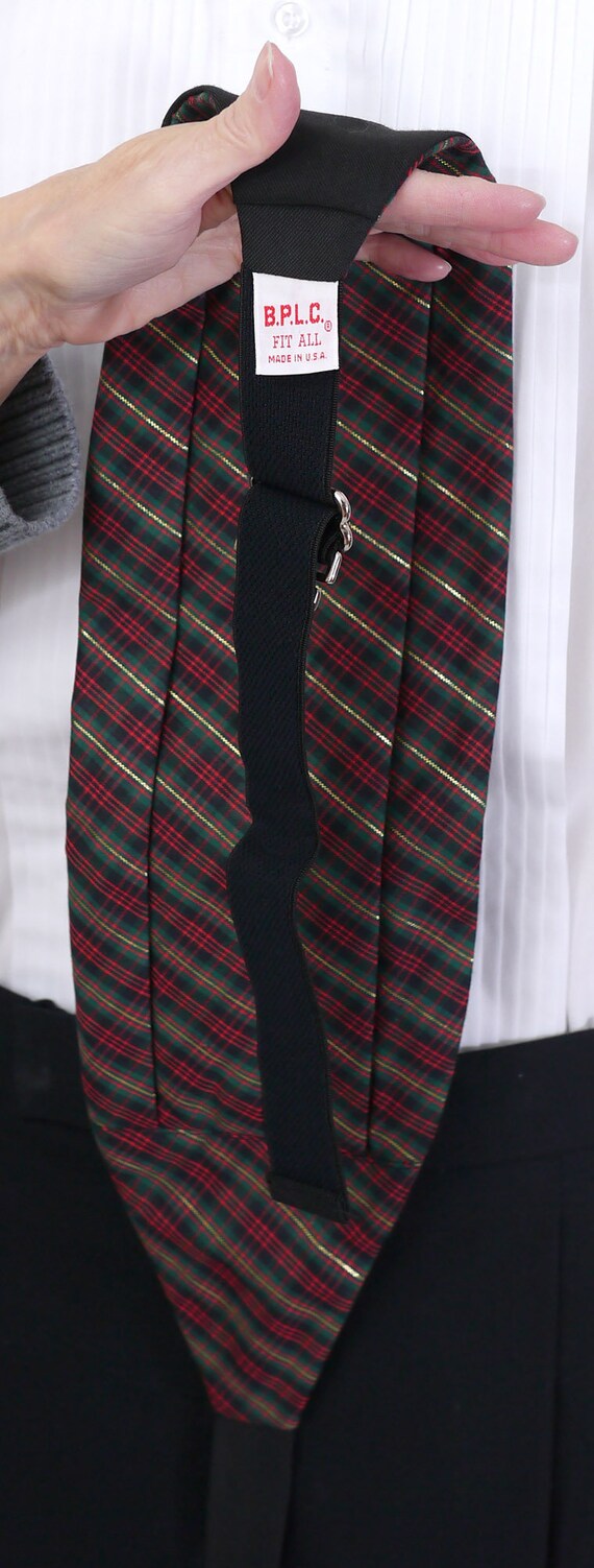 Vintage Plaid Cummerbund Set - Adjustable Belt, B… - image 4