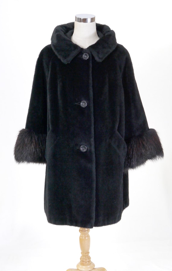 Vintage Women's Black Faux Fur Coat - IRVING POSL… - image 2