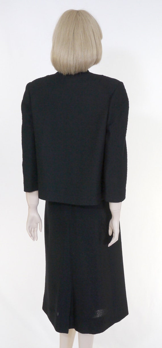 Vintage 1940s Women's Black Knit Two-Piece Suit -… - image 5