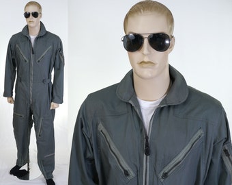Vintage 60s K-2B Flight Suit: Air Force Green Jumpsuit, Patches