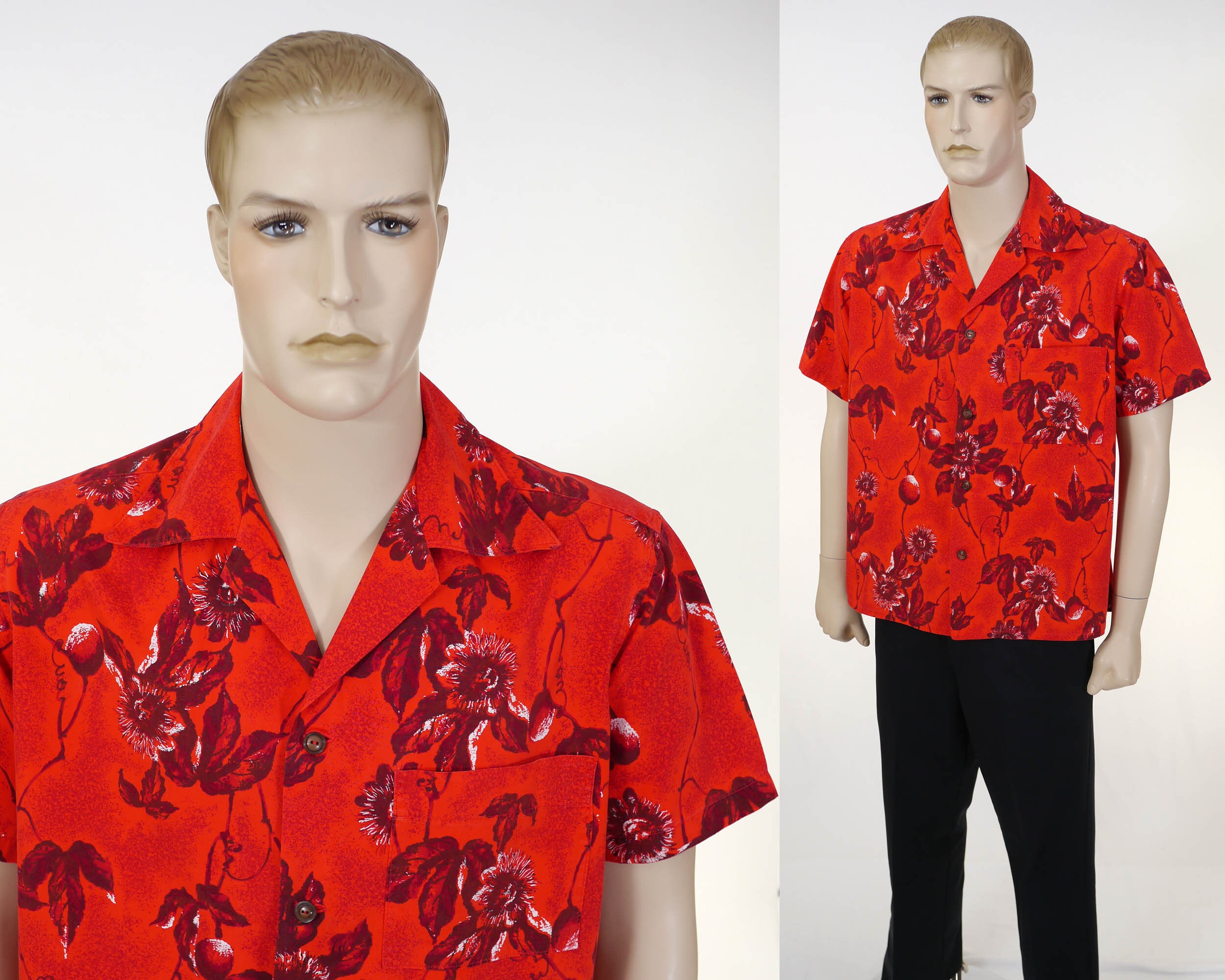 Vintage Men's Hawaiian Shirt Floral 