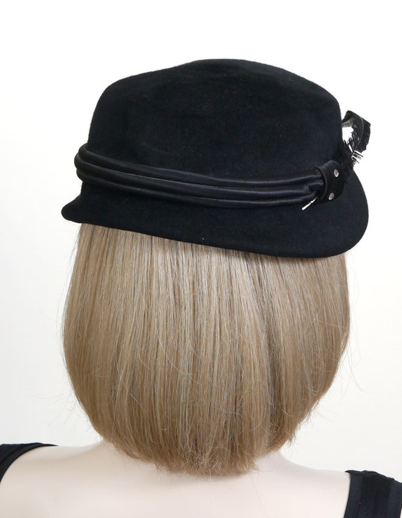 Vintage Black Doeskin Wool Felt Hat - Doeskin Pil… - image 4