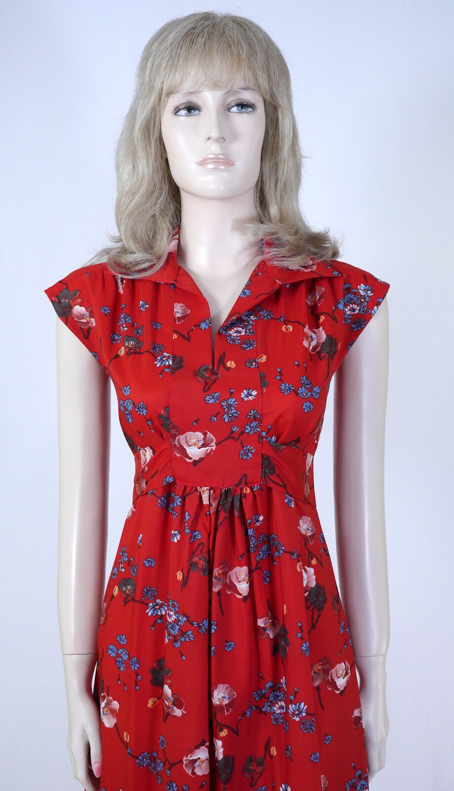 Vintage 1980s Red Floral Dress Red Maxi Dress Prom Dress - Etsy