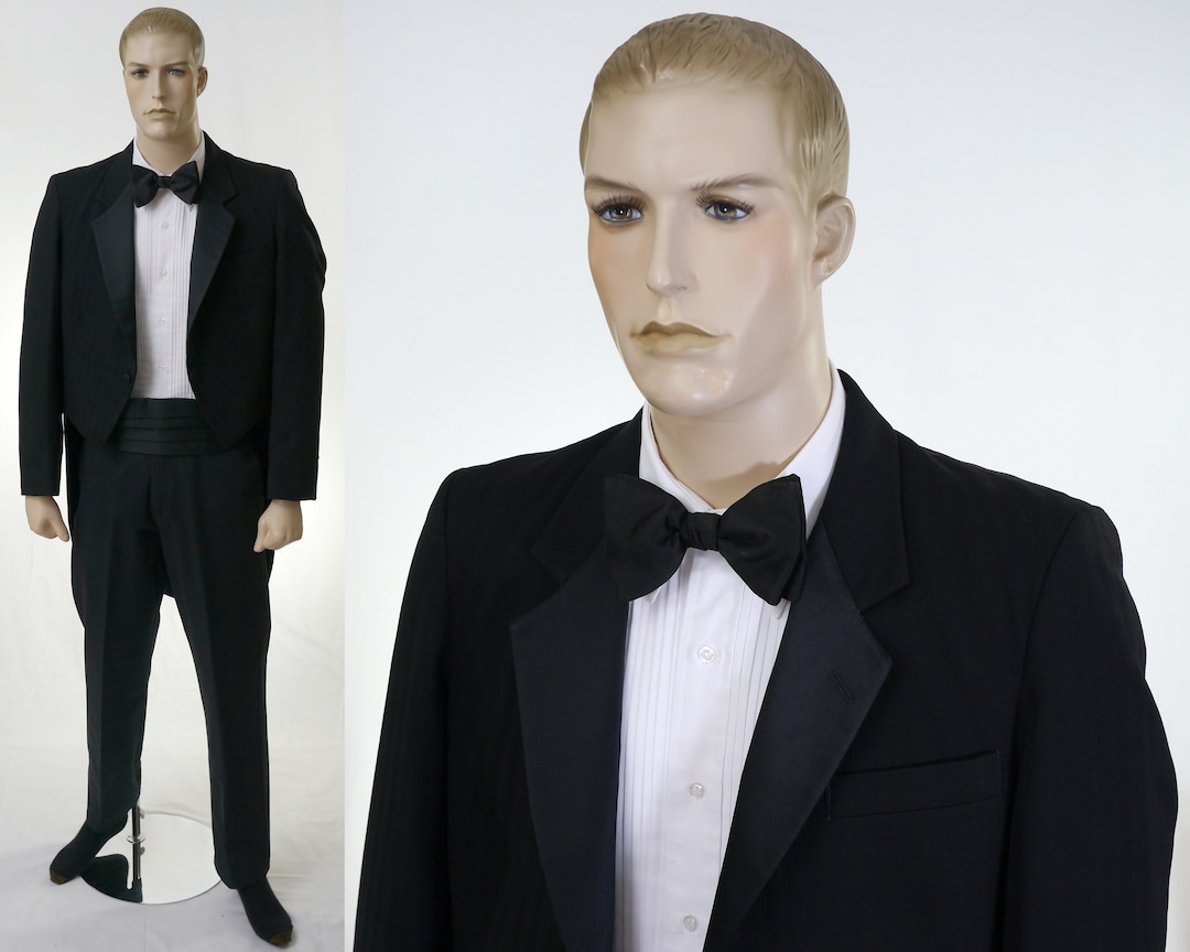 Vintage 1980's Black Tuxedo Tailscoat Robert Wagner Collection by
