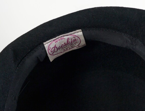 Vintage Black Doeskin Wool Felt Hat - Doeskin Pil… - image 8