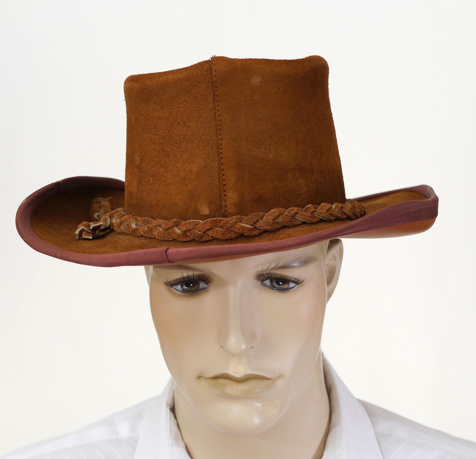 Vintage Brown Leather Cowboy Hat Brushed Leather Hat Etsy