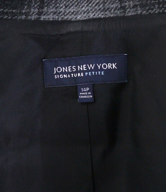 Vintage Jones of New York Short Plaid Jacket Gray/B… Gem