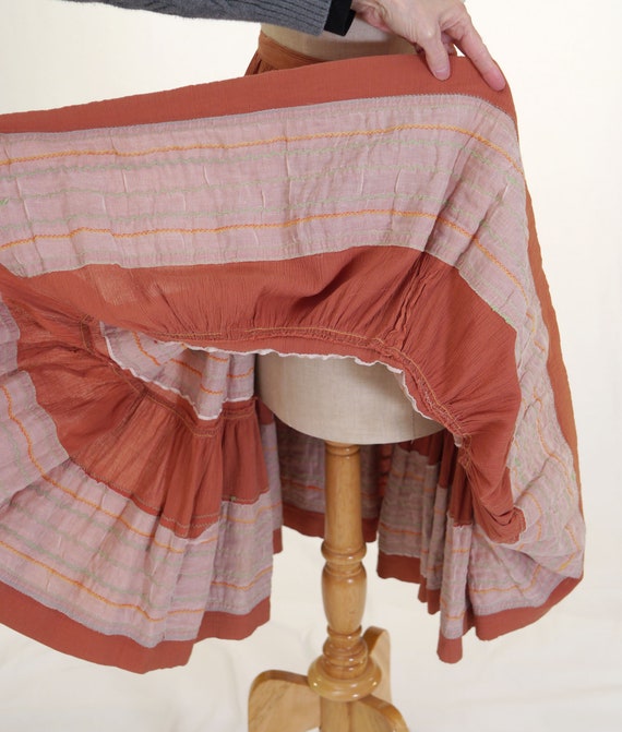 Vintage 1980s Southwest Style Circle Skirt - Brow… - image 8