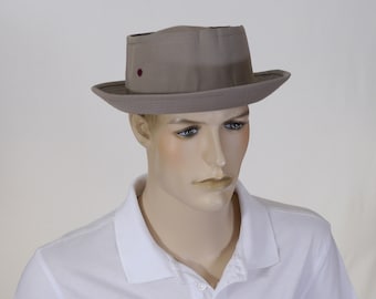 Vintage Men's Pork Pie Bucket Hat - Size Medium - Cotton Bucket Hat - Dorfman Pacifit Pork Pie Bucket Hat - Tan DPC Pork Pie Hat - Tan Hat