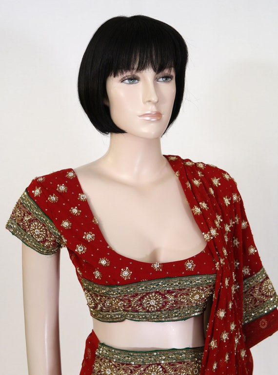 Vintage 1980s Women's Saree - Blouse, Saree, Purs… - image 10