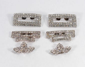 Vintage Lot of 6 Rhinestone Shoe Clips - Shoe Jewelry - 80's Shoe Clips - Shoe Fashion Clips - Shoe Bling - Rhinestones - Evening Shoe Clips