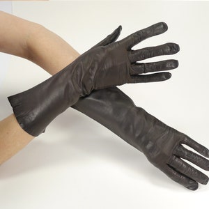 Vintage Ladies Brown KISLAV Kid Leather Gloves - Size Small - 1950s - Made in France - Mid Century - Brown Leather Gloves