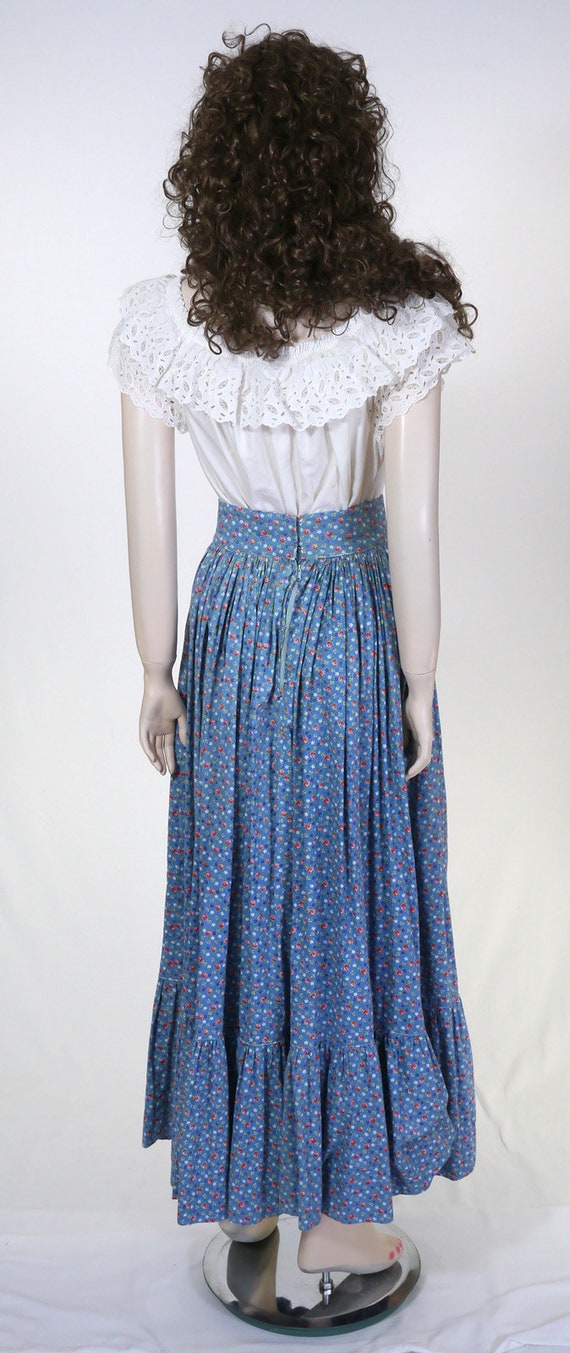 Vintage Long Blue Skirt and Blouse - Full Skirt &… - image 9