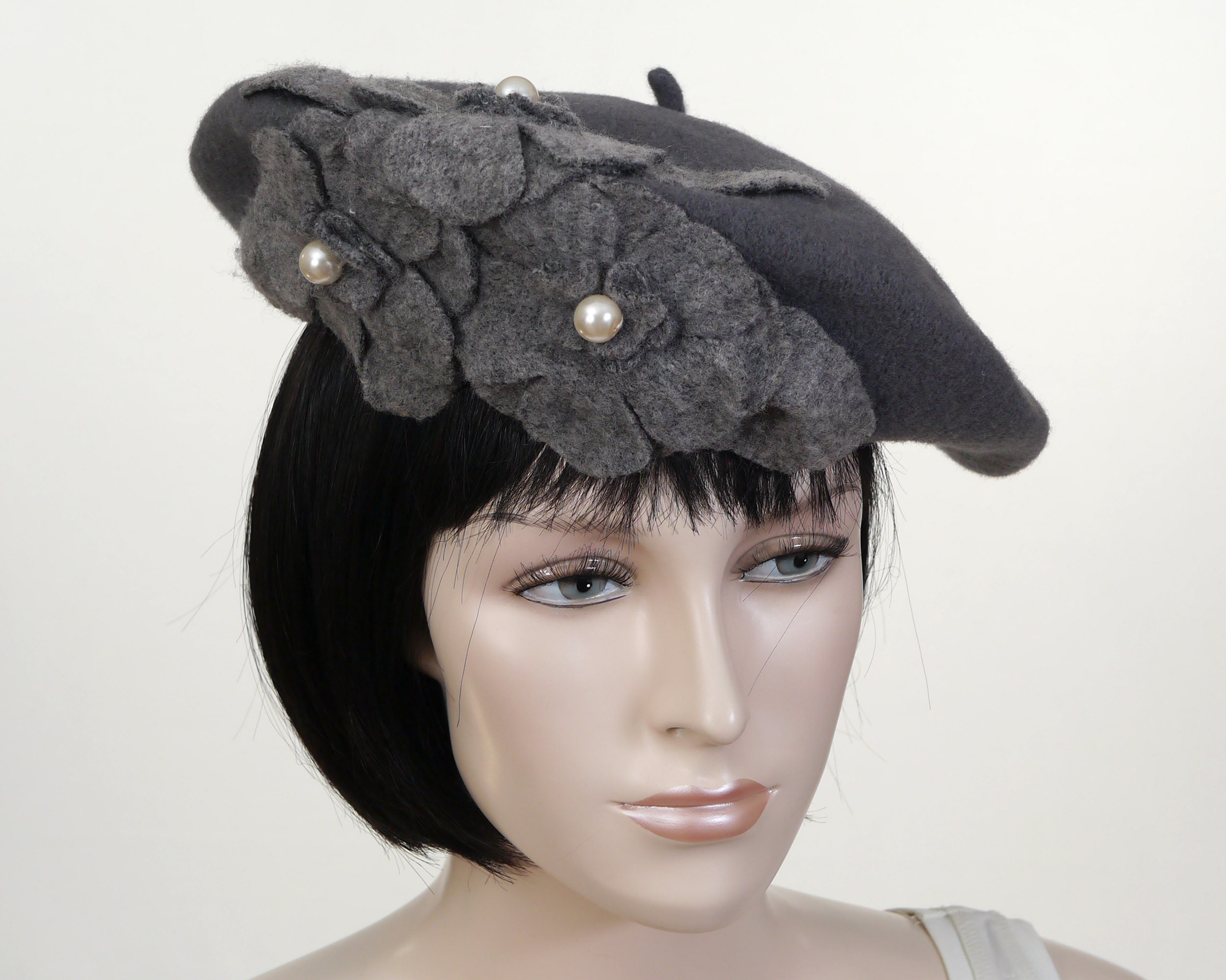NWT Helene berman Gray Star Patterned Beret HEATHER GREY BERET – PEPPER KIDS main image 3