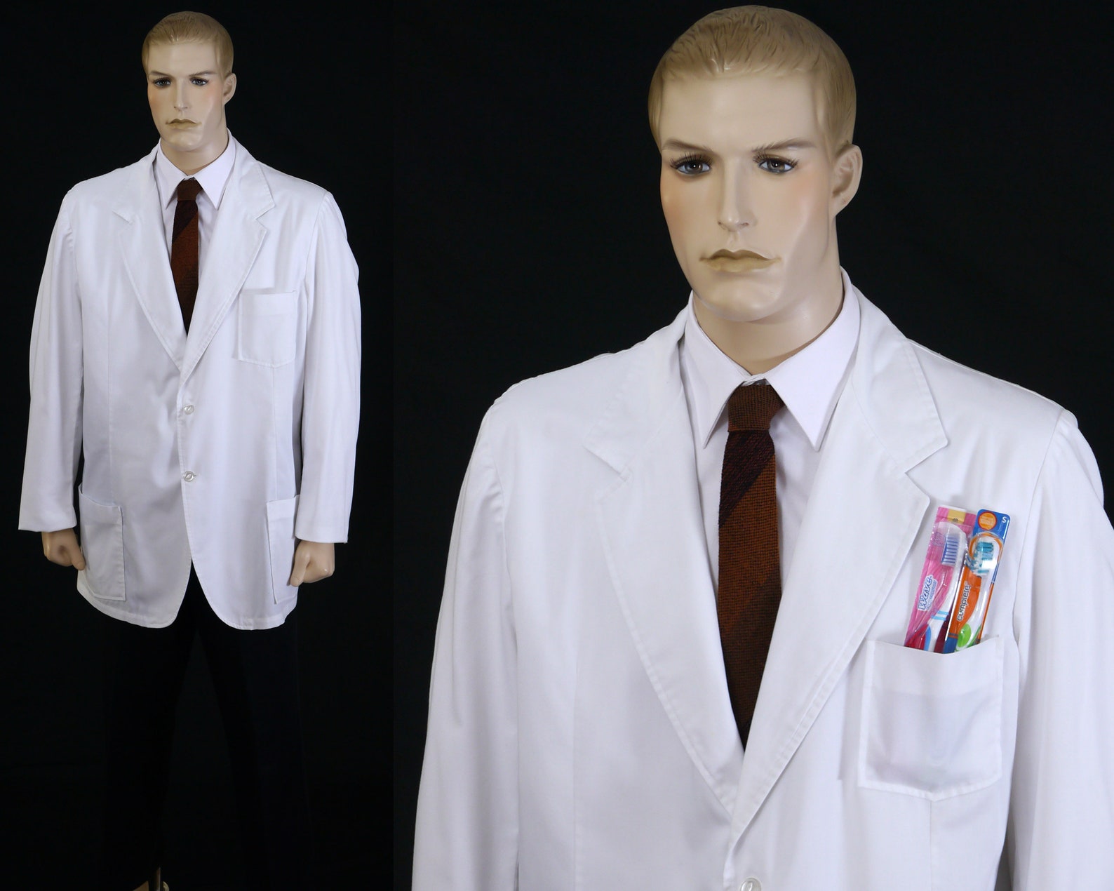 Vintage Dentist Lab Coat Halloween Costume Men's Costume Size Large Mr