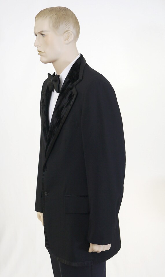 Vintage Men's Crushed Velvet Lapel Black Tuxedo D… - image 6