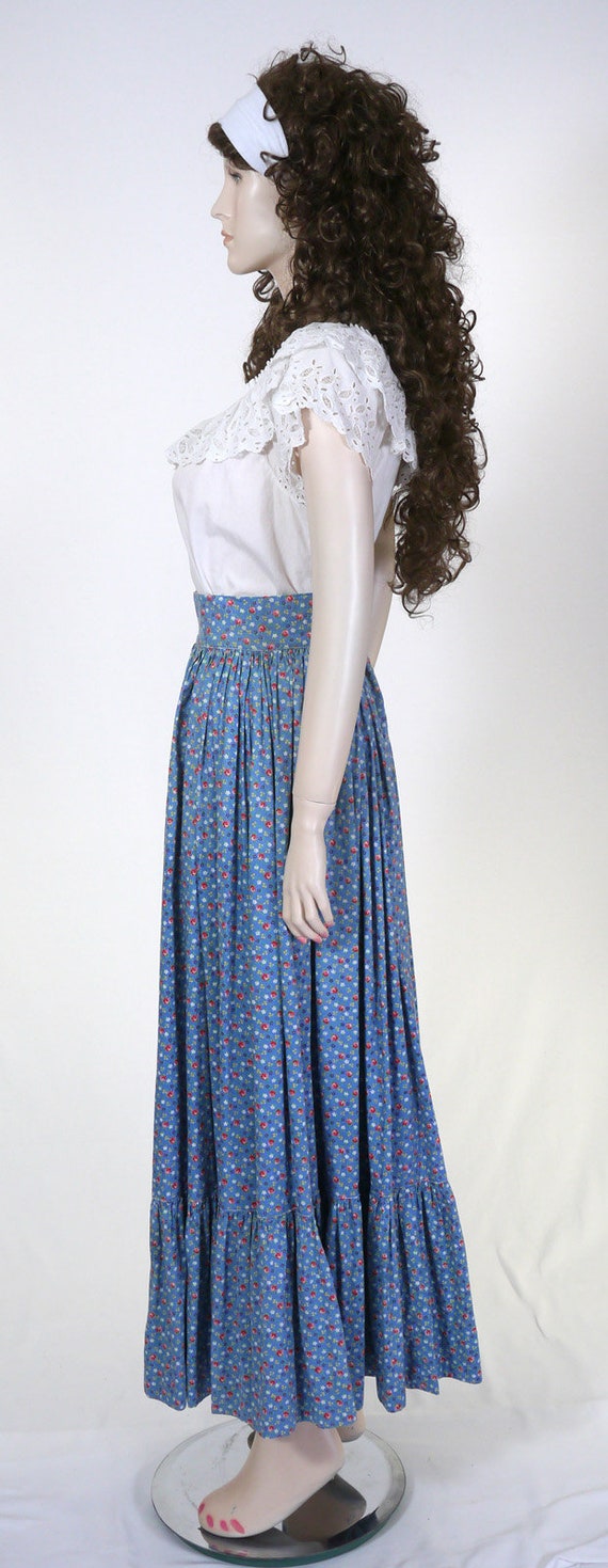 Vintage Long Blue Skirt and Blouse - Full Skirt &… - image 8