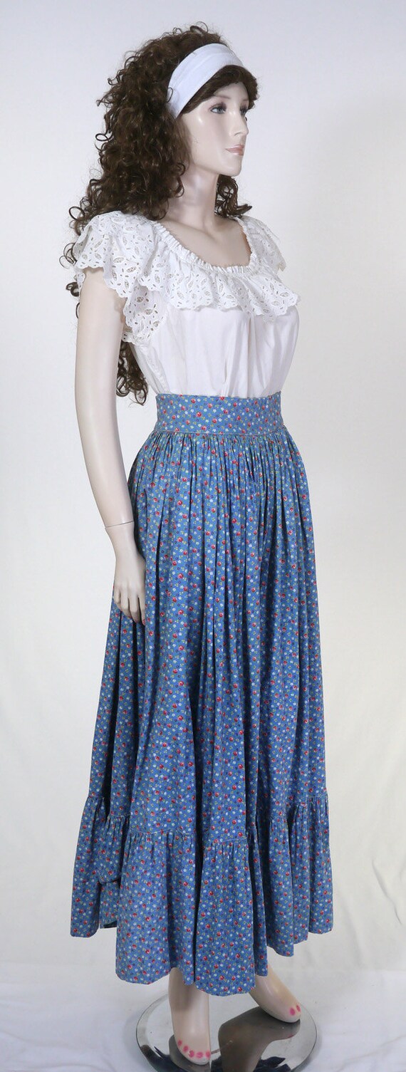 Vintage Long Blue Skirt and Blouse - Full Skirt &… - image 4