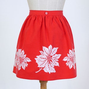 Vintage Holiday Christmas Apron - Hostess Apron - White Poinsettia Half Apron - Size Small/Medium - Christmas Baker&#39;s Apron