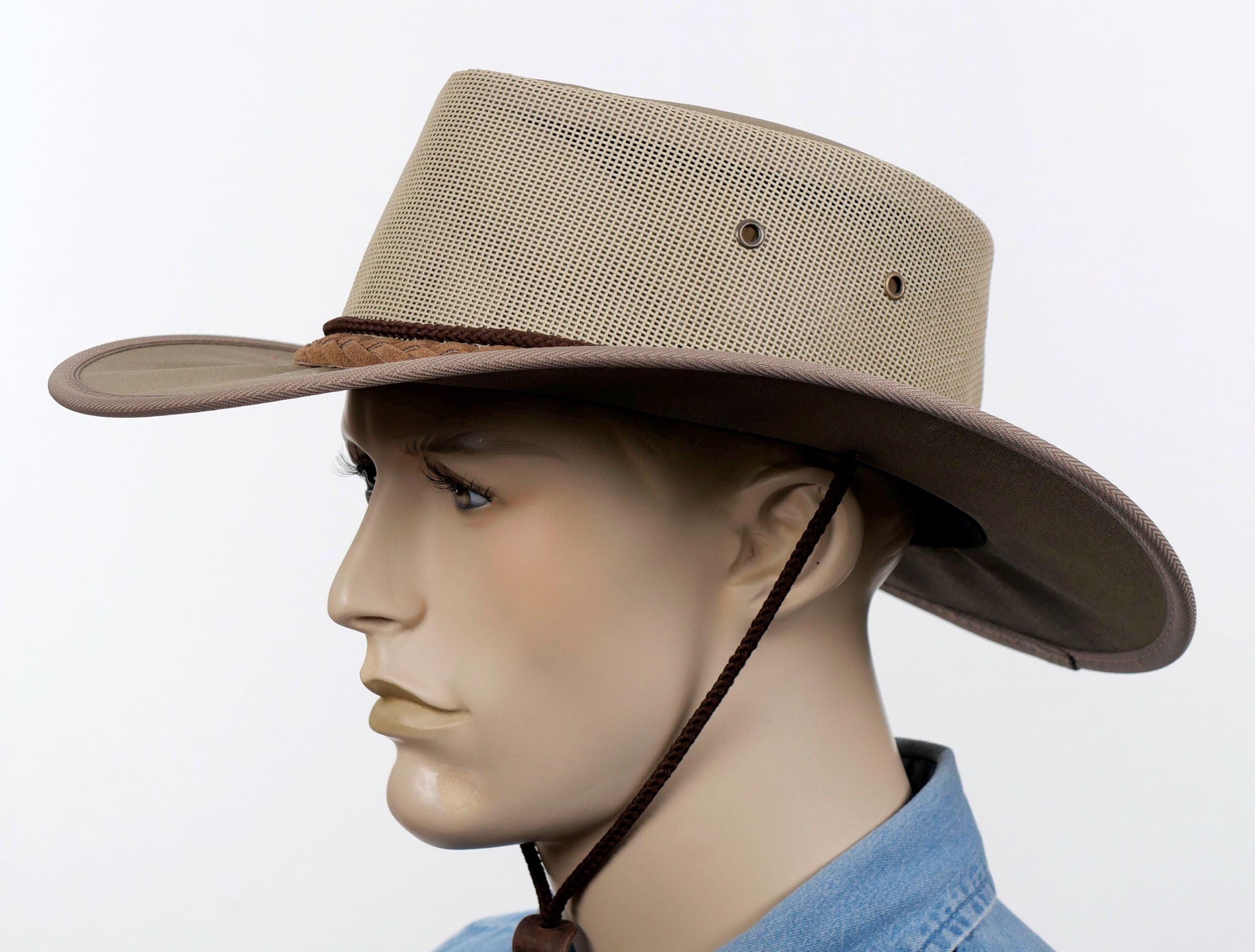 BARMAH Canvas Drover Breathable Beige Wide-Brim Women’s Sun Hat Barmah Hat Canvas Drover Outback Mesh White Khaki Vented  main image 2
