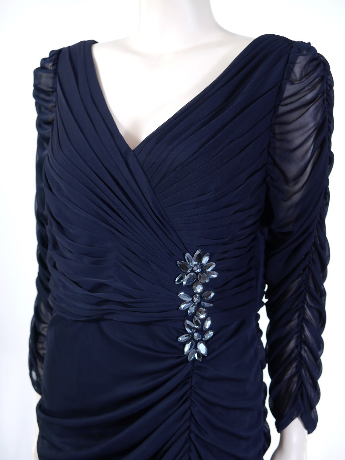Vintage Navy Blue Long Formal - Midnight Blue Vintage Gown - Formal Wear -  Mystery Party Gown - Ruched Sleeves - Adrianna Papell - Medium - Etsy
