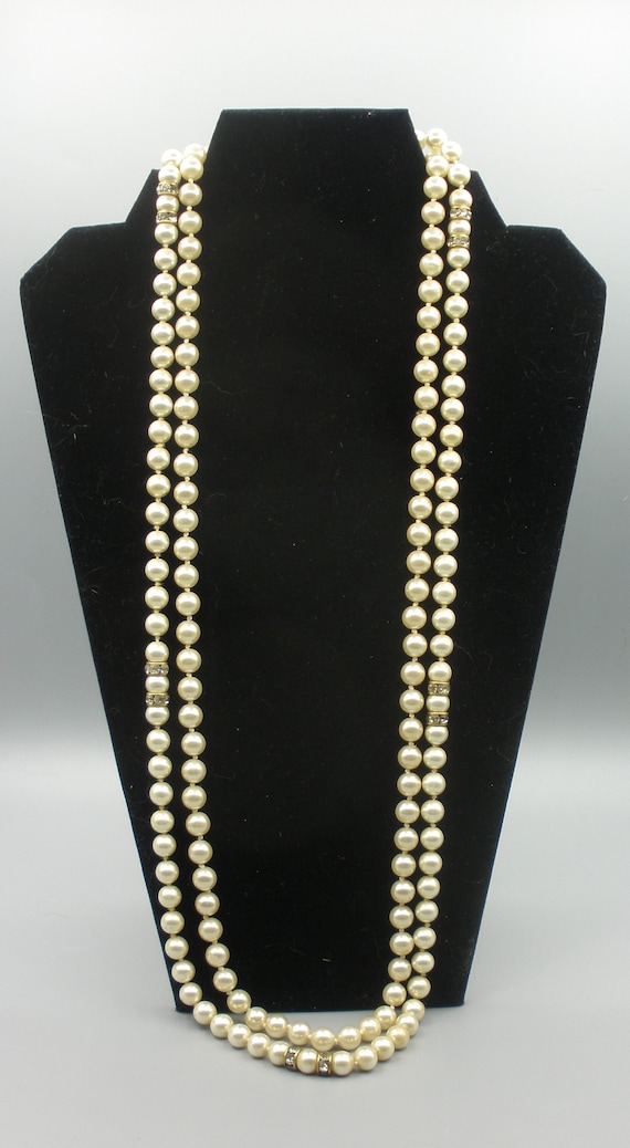 Double strand of Faux Pearl necklaces