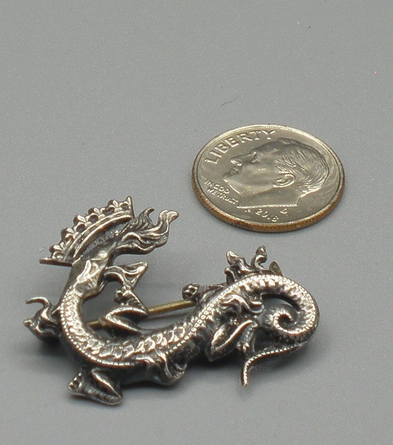 Vintage Silver French Crowned Dragon Brooch/Pin