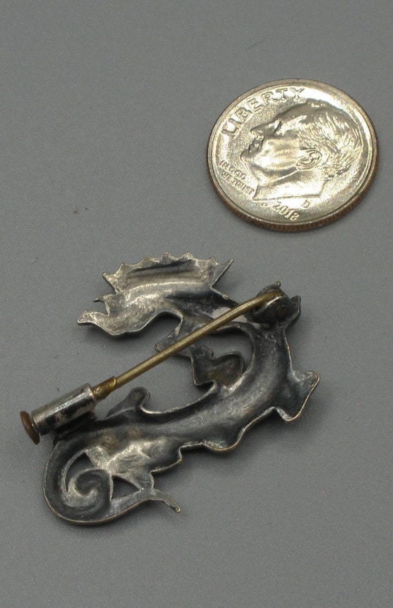 Vintage Silver French Crowned Dragon Brooch/Pin - image 7