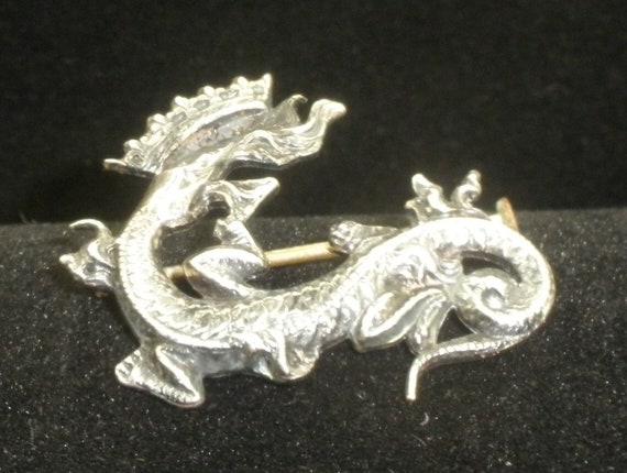 Vintage Silver French Crowned Dragon Brooch/Pin - image 3